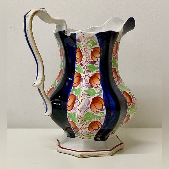 19th Century Vintage Gaudy Welsh Glamorgan Octagonal Soft Paste Pitcher Jug - Picture 7 of 16